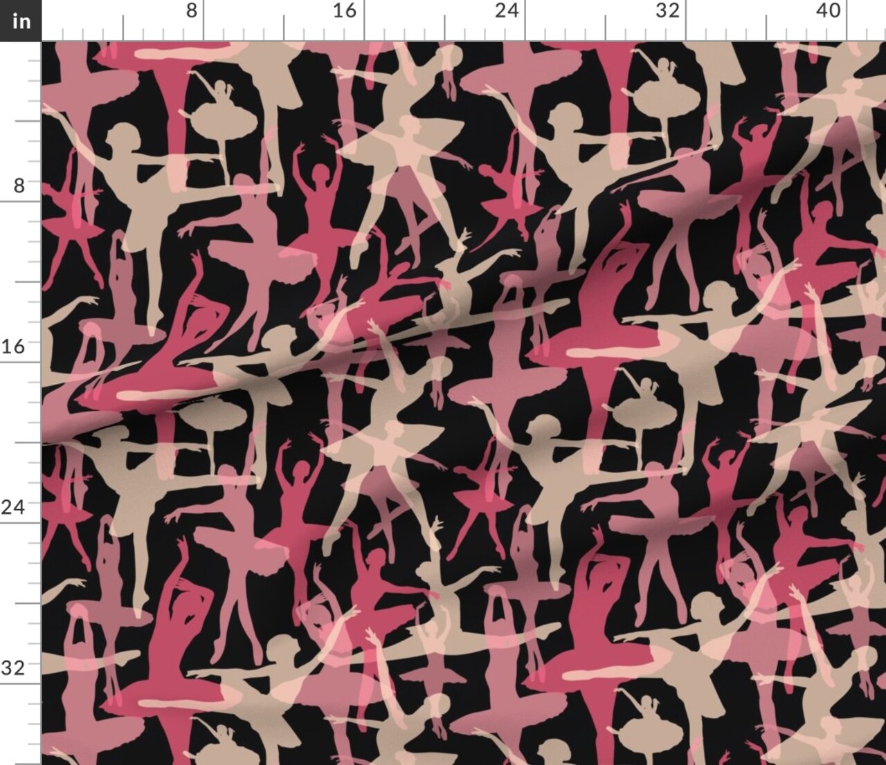 Various Fabrics by the Yard or Fat Quarter Ballerina Black Background Ballet Dance Dancer Girl Costume Sport Athletic Abstract Nursery Decor Custom Printed Fabric by Spoonflower